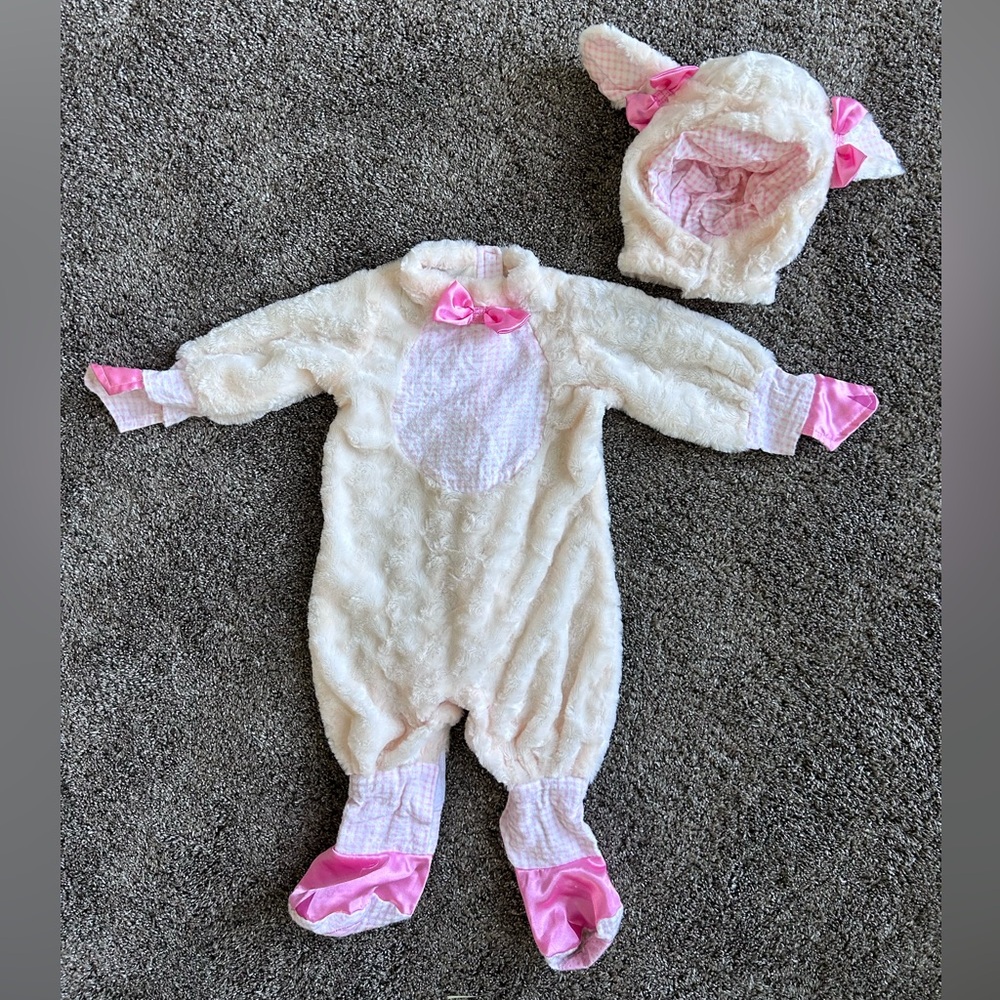 Rubie's Cream Lamb Plush Costume with Pink Accents and Hood Size 6-12 months
